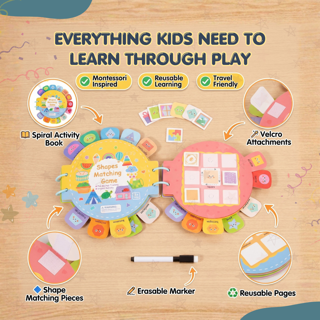Shapes Matching Activity Book | Early Math Learning Through Play | Ages 3+