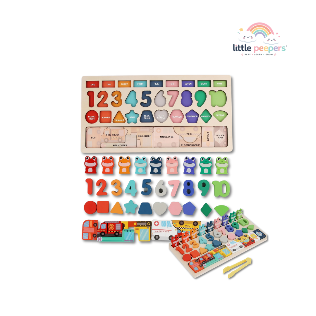 Frog Counting & Shape Sorting Board | Smart Learning Through Play | Ages 3+