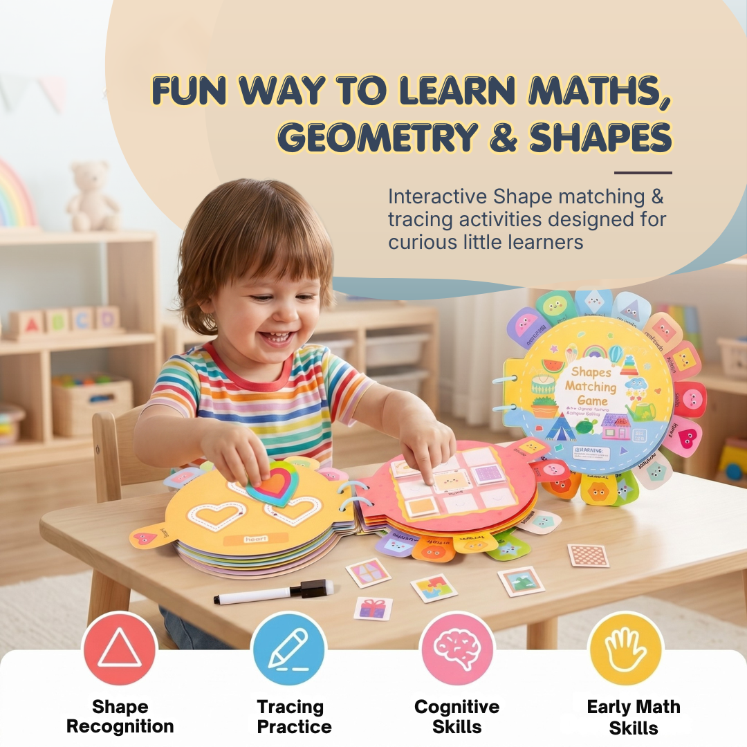 Shapes Matching Activity Book | Early Math Learning Through Play | Ages 3+