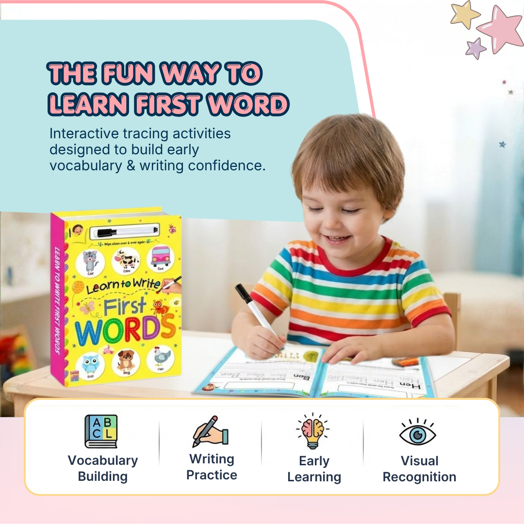 Reusable Word Tracing Book | Build Handwriting & Pen Control Skills | Ages 2+