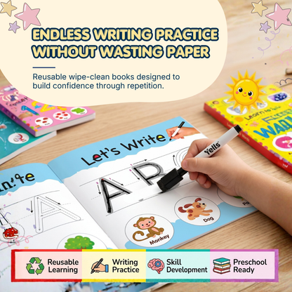 Reusable Tracing Book Set (Pack of 4) | Build Number Writing & Pen Control Skills | Ages 2+