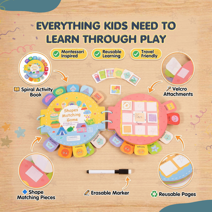 Shapes Matching Activity Book | Early Math Learning Through Play | Ages 3+