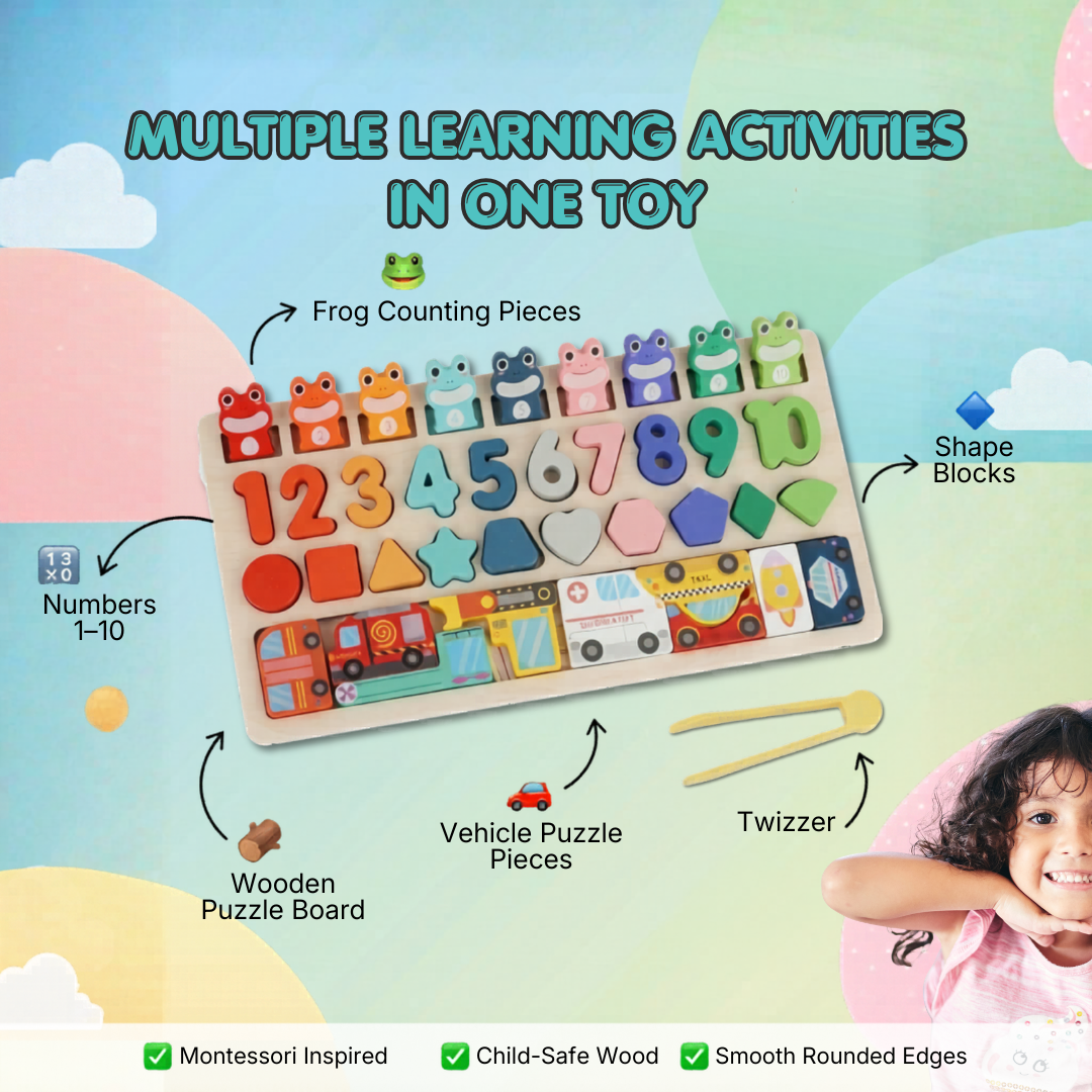 Frog Counting & Shape Sorting Board | Smart Learning Through Play | Ages 3+