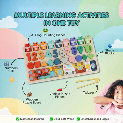 Frog Counting & Shape Sorting Board | Smart Learning Through Play | Ages 3+