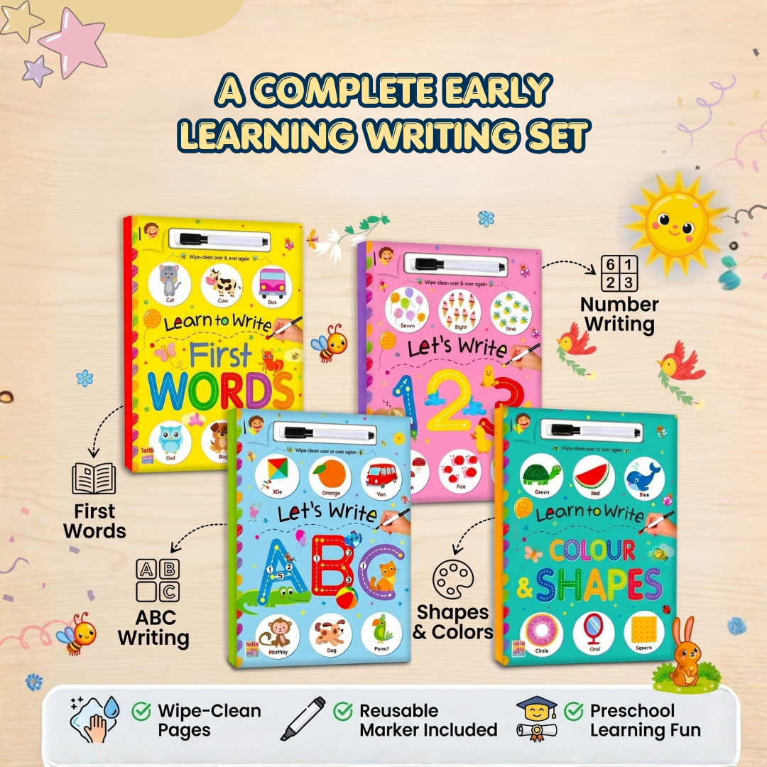 Reusable Tracing Book Set (Pack of 4) | Build Number Writing & Pen Control Skills | Ages 2+