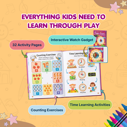 Time & Clock Learning Book | Learn Numbers & Clock Skills Through Play | Ages 4+
