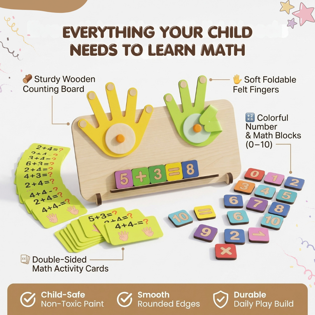 Little Peepers Wooden Counting & Math Learning Board