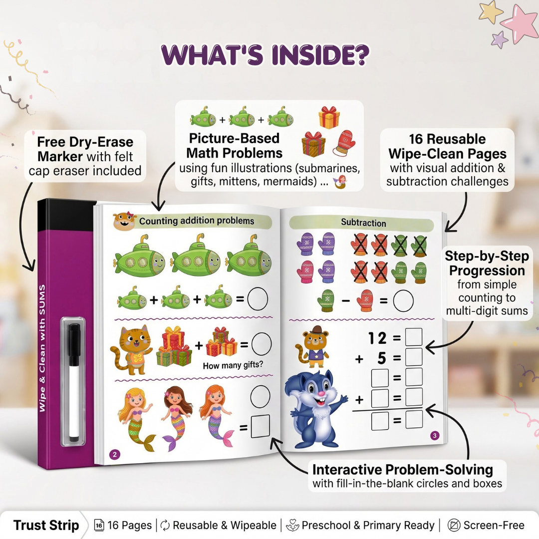 Little Peepers Wipe & Clean Sums Activity Book