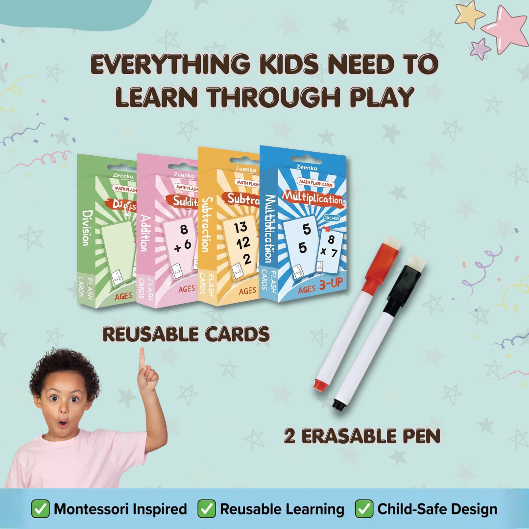 Arithmetic Flash Cards | Early Math Learning Through Play | Ages 3+
