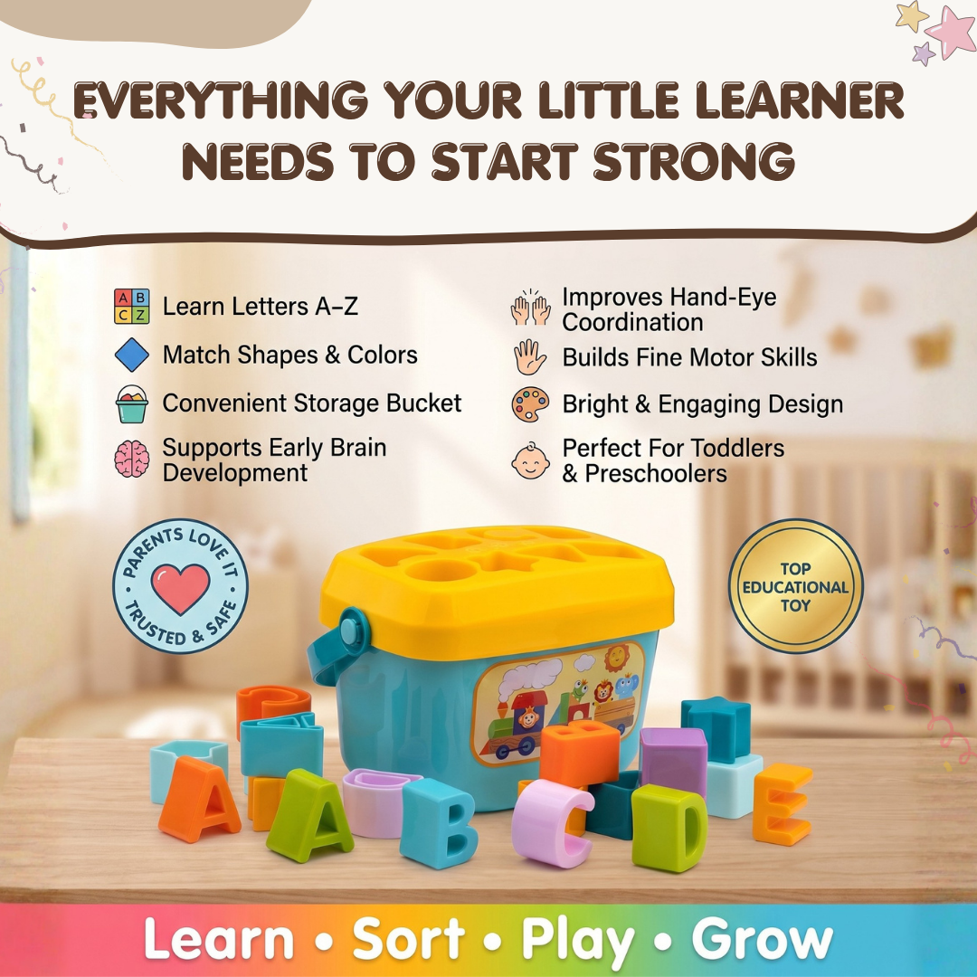 Alphabet Activity Bucket | Fun Shape Sorting & Learning | Ages 2+