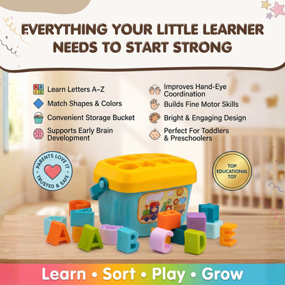 Alphabet Activity Bucket | Fun Shape Sorting & Learning | Ages 2+