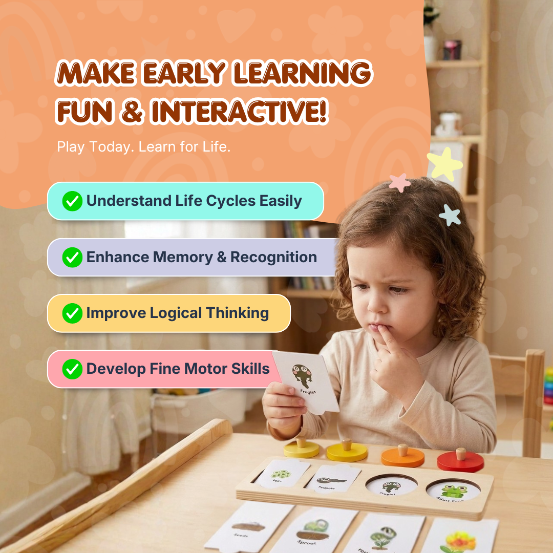 Wooden Growth Process Puzzle Set | Learn Life Cycles Through Play | Build Observation & Thinking Skills | Ages 3+