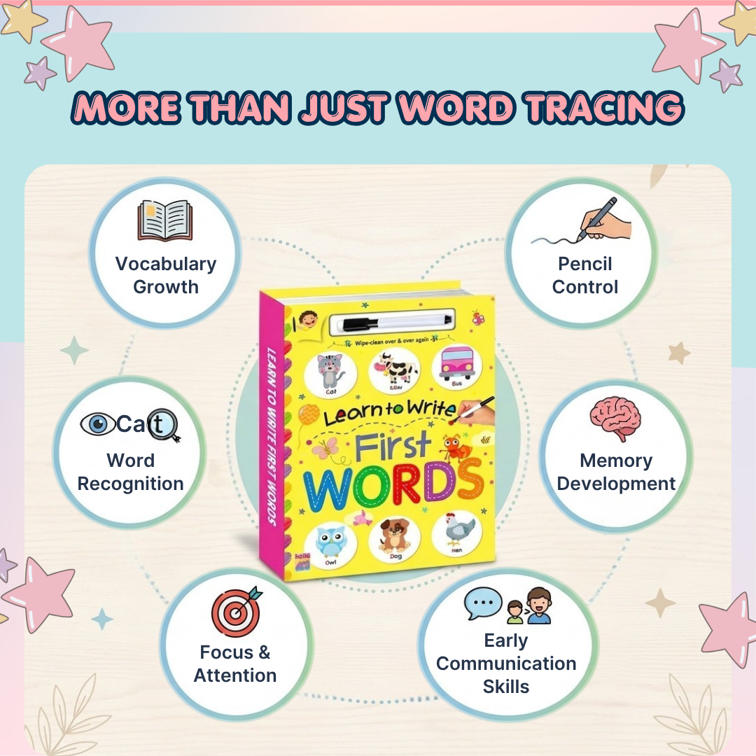 Reusable Word Tracing Book | Build Handwriting & Pen Control Skills | Ages 2+