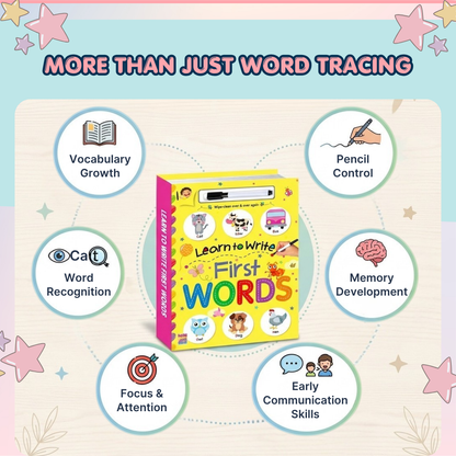 Reusable Word Tracing Book | Build Handwriting & Pen Control Skills | Ages 2+