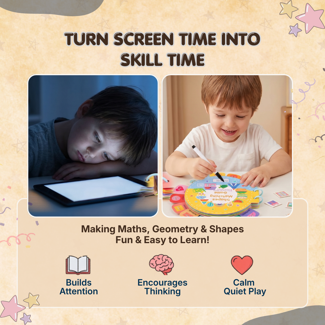 Shapes Matching Activity Book | Early Math Learning Through Play | Ages 3+