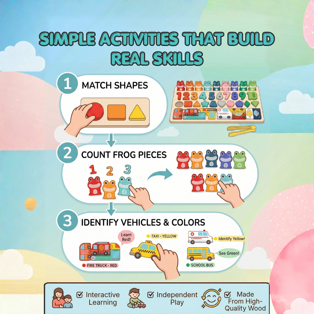 Frog Counting & Shape Sorting Board | Smart Learning Through Play | Ages 3+