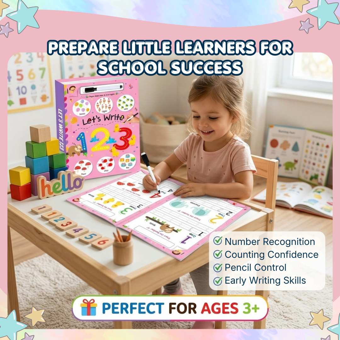 Reusable Number Tracing Book | Build Number Writing & Pen Control Skills | Ages 2+