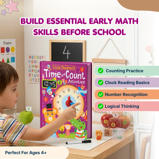 Time & Clock Learning Book | Learn Numbers & Clock Skills Through Play | Ages 4+