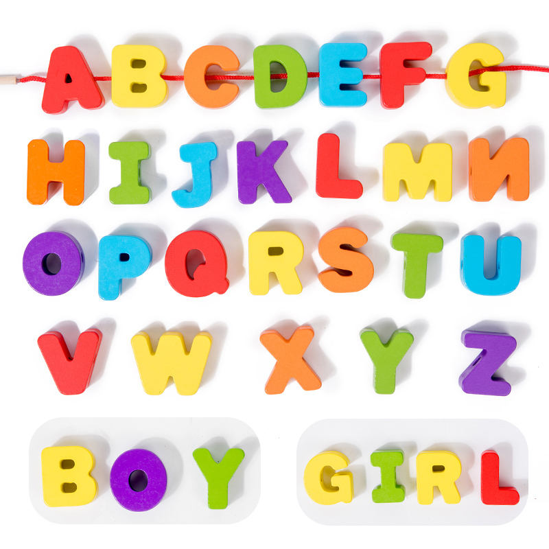 Wooden Alphabet & Number Beads Set