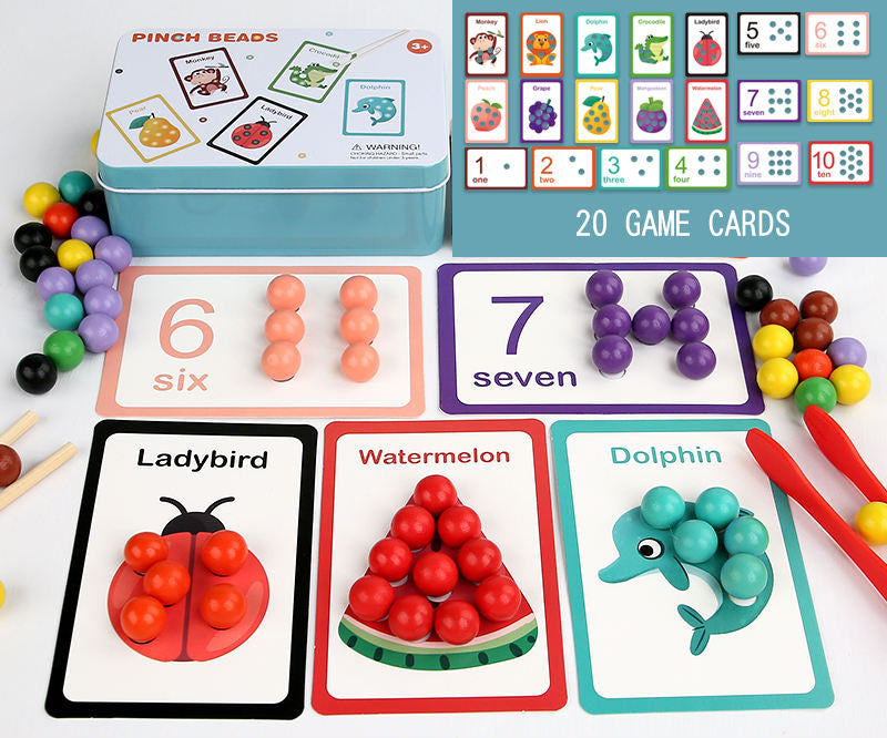 Montessori Pinch Beads Counting & Matching Game for Kids