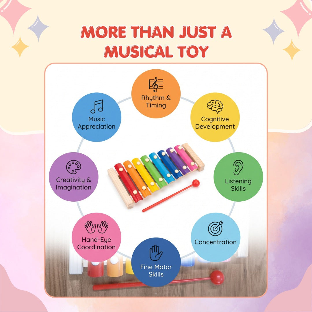 Wooden 8-Note Rainbow Xylophone – Musical Learning Toy for Kids