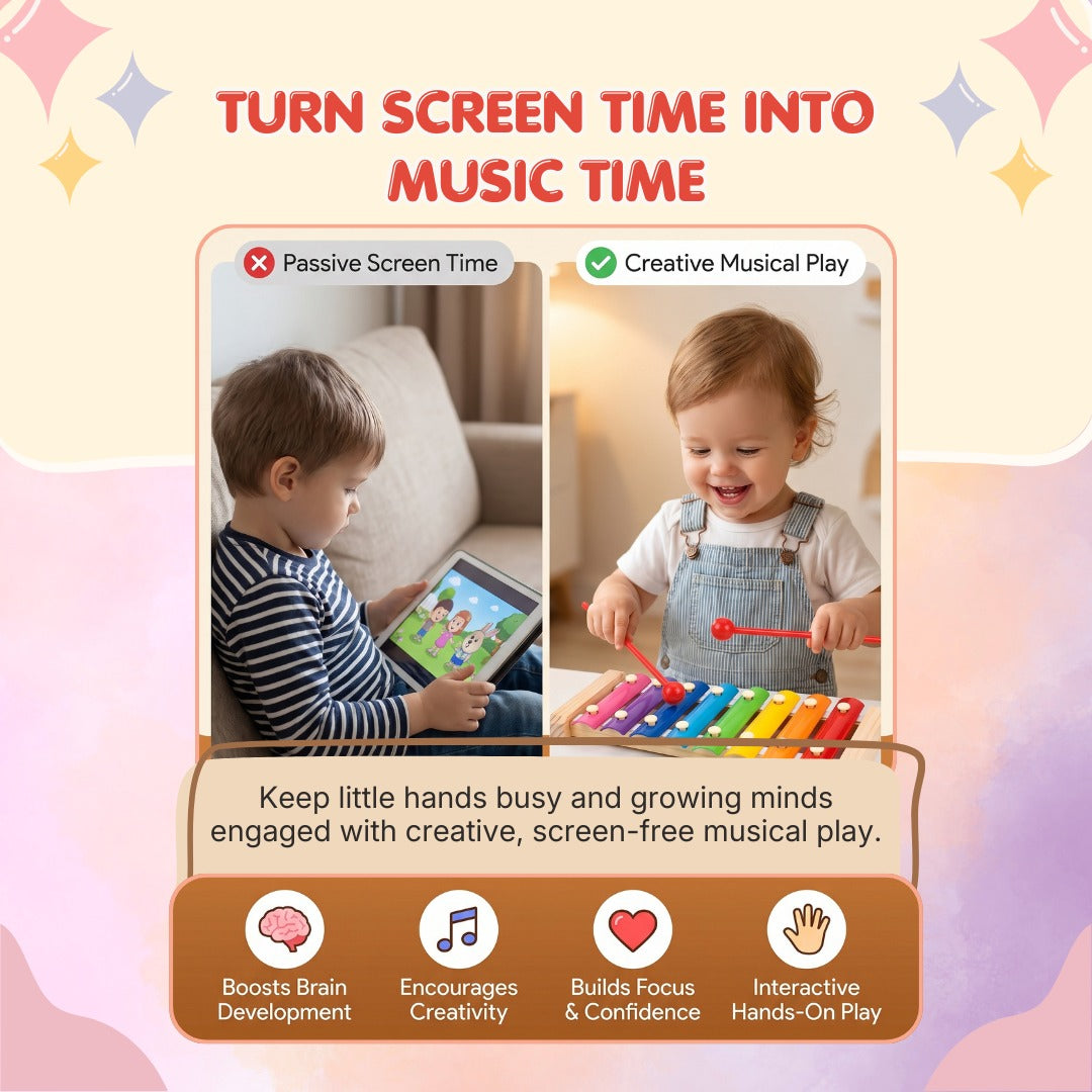 Wooden 8-Note Rainbow Xylophone – Musical Learning Toy for Kids