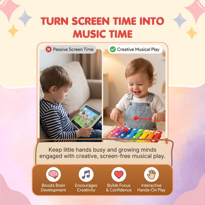 Wooden 8-Note Rainbow Xylophone – Musical Learning Toy for Kids