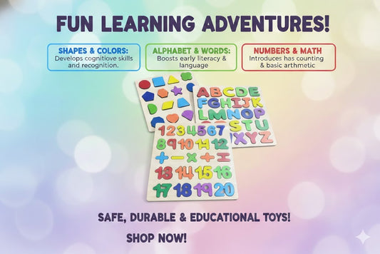 Wooden Alphabet, Numbers & Shapes Puzzle Set for Kids