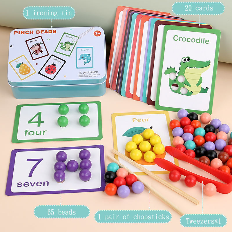 Montessori Pinch Beads Counting & Matching Game for Kids