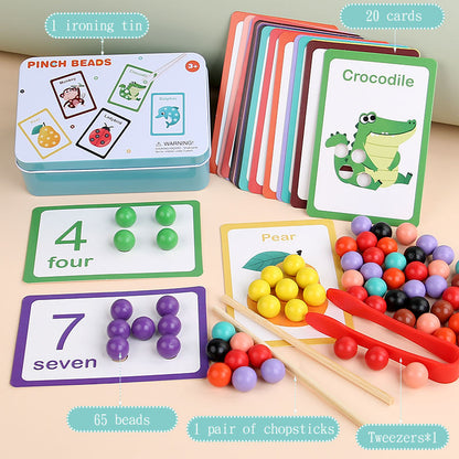 Montessori Pinch Beads Counting & Matching Game for Kids